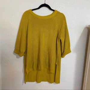 mustard hi-low crewneck